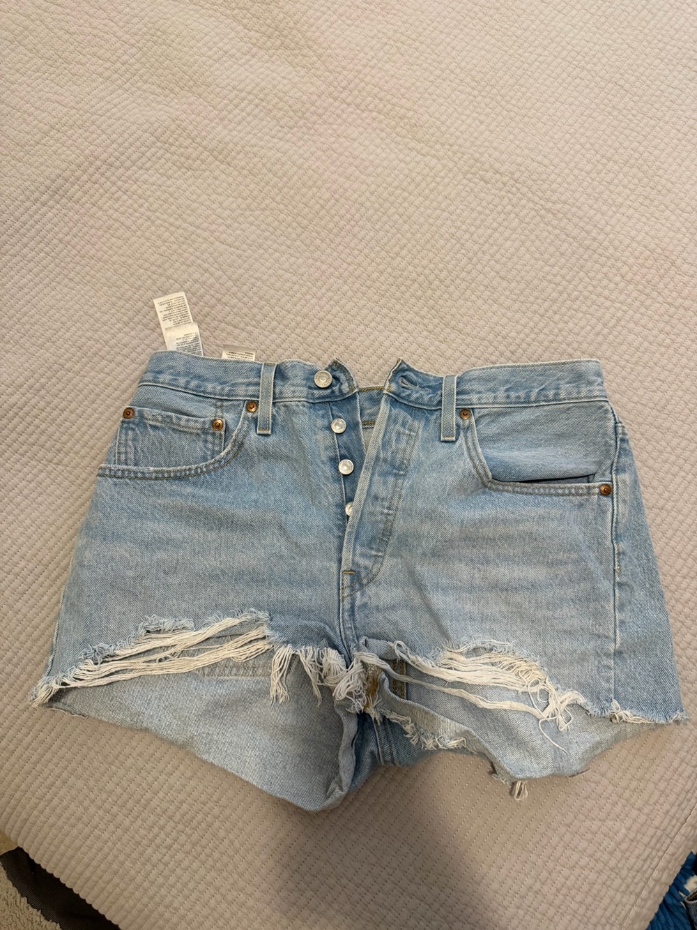 Light Blue Distressed Denim Women’s Shorts